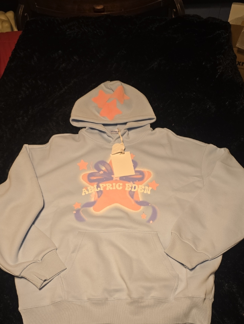 Aelfric Eden Baby Blue Hoodie with Pink Heart Detail